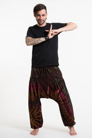 Tie Dye Cotton Men Harem Pants in Brown