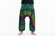 Tie Dye Cotton Men Harem Pants in Green Yellow