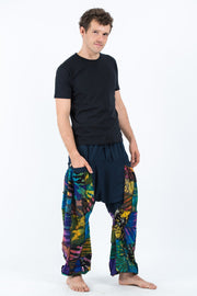 Tie Dye Cotton Men Harem Pants in Patchwork Blue