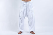 Cotton Men Harem Pants in Solid White