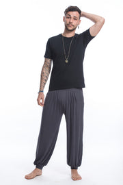 Cotton Men Harem Pants in Solid Gray