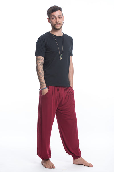 Cotton Men Harem Pants in Solid Red