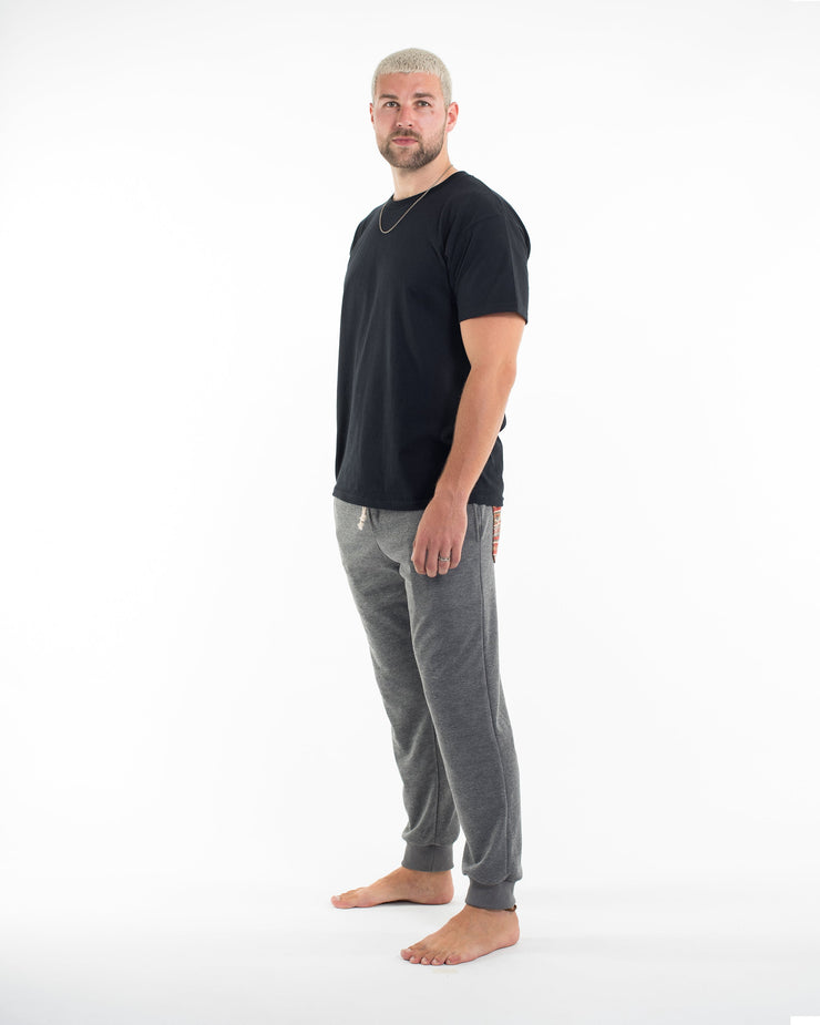 Men's Terry Pants with Tribal Pockets in Black (Size M - XL)