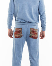 Men's Terry Pants with Tribal Pockets in Light Blue (Size M - XL)