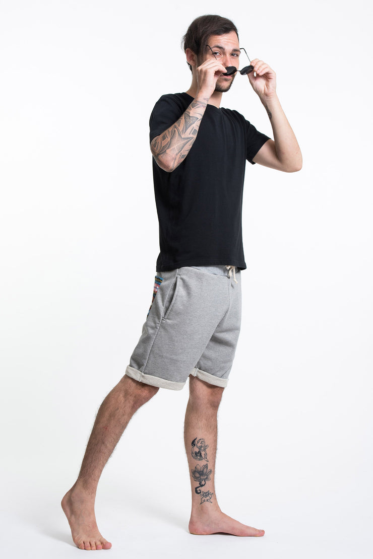 Men's Terry Shorts with Aztec Pockets in Gray