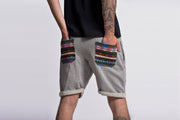 Men's Terry Shorts with Aztec Pockets in Gray