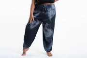 Plus Size Tie Dye Drawstring Men's Yoga Massage Pants in Black