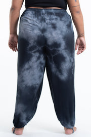 Plus Size Tie Dye Drawstring Men's Yoga Massage Pants in Black