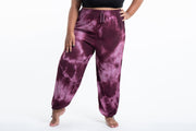 Plus Size Tie Dye Drawstring Men's Yoga Pants in Dark Purple