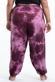 Plus Size Tie Dye Drawstring Men's Yoga Pants in Dark Purple