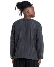 Unisex Woven Cotton Shirt with Tribal Pocket in Black