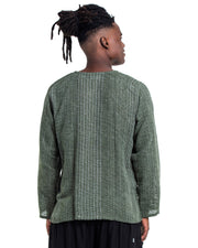 Unisex Woven Cotton Shirt with Tribal Pocket in Green