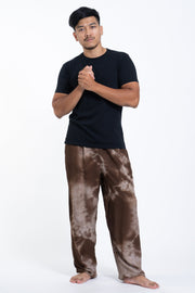 Tie Dye Drawstring Men's Yoga Massage Pants in Brown