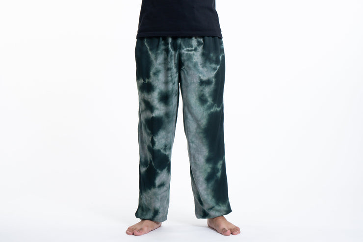 Tie Dye Drawstring Men's Yoga Massage Pants in Dark Teal