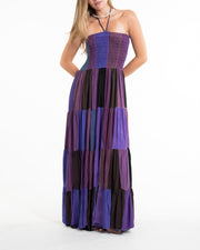 Upcycled Patchwork Maxi Dress in Purple