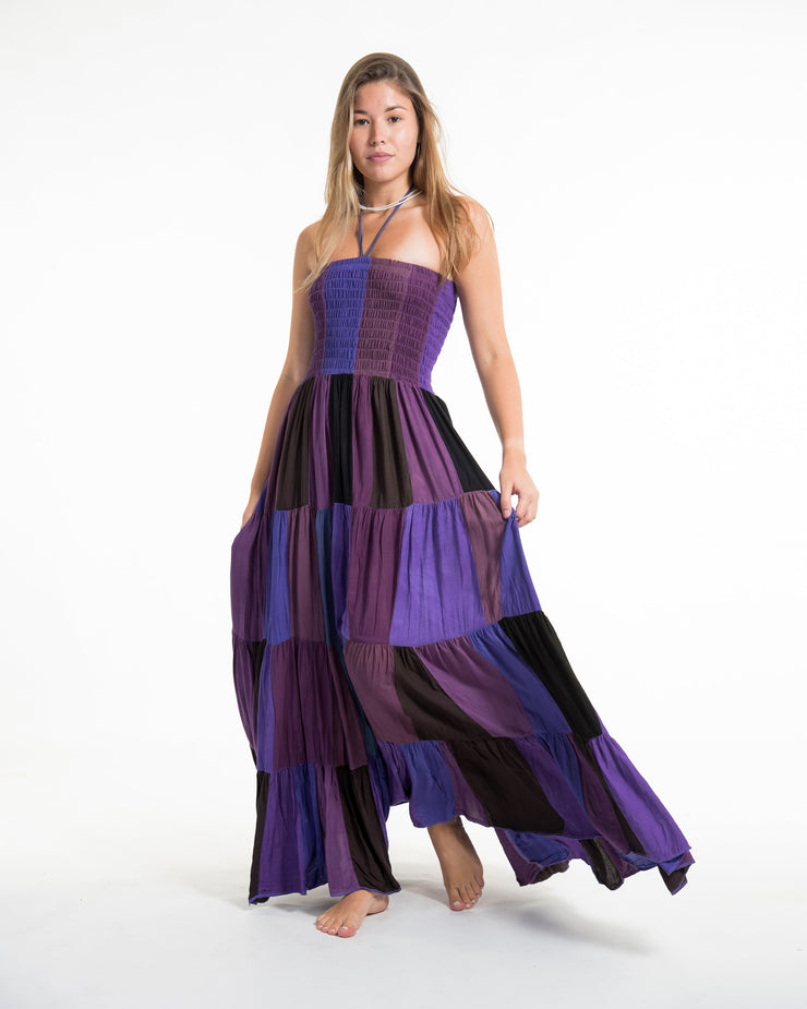 Upcycled Patchwork Maxi Dress in Purple