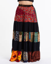 Patchwork Long Skirt in Black