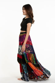 Patchwork Long Skirt in Multi Prints