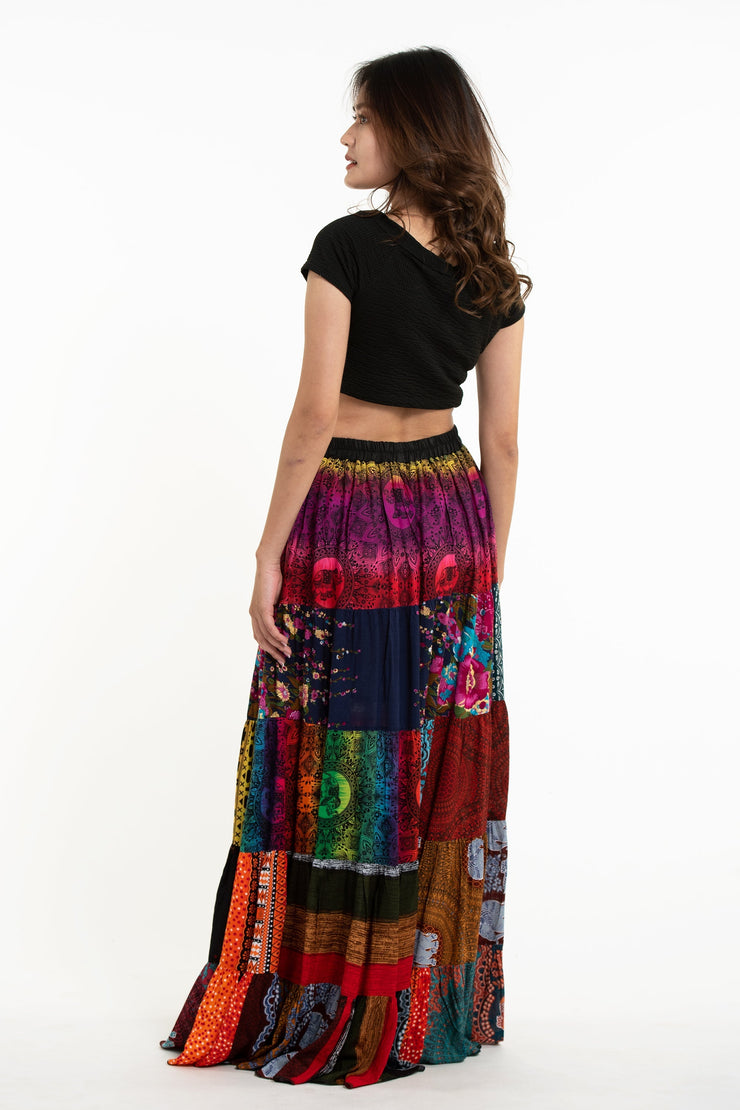 Patchwork Long Skirt in Multi Prints