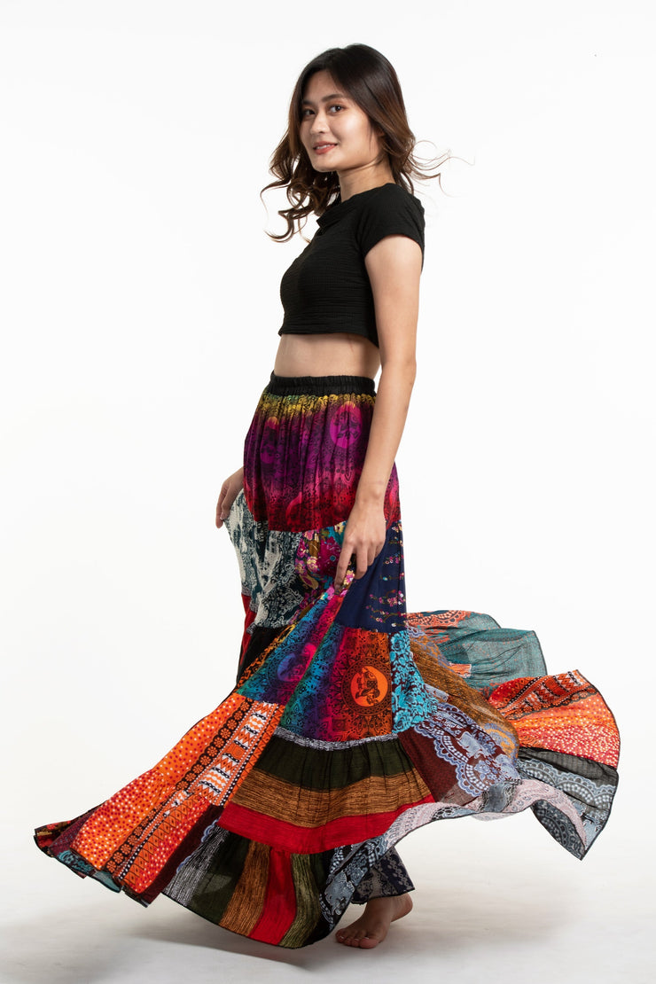 Patchwork Long Skirt in Multi Prints