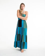 Upcycled Patchwork Maxi Dress in Blue