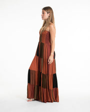 Upcycled Patchwork Maxi Dress in Brick Orange