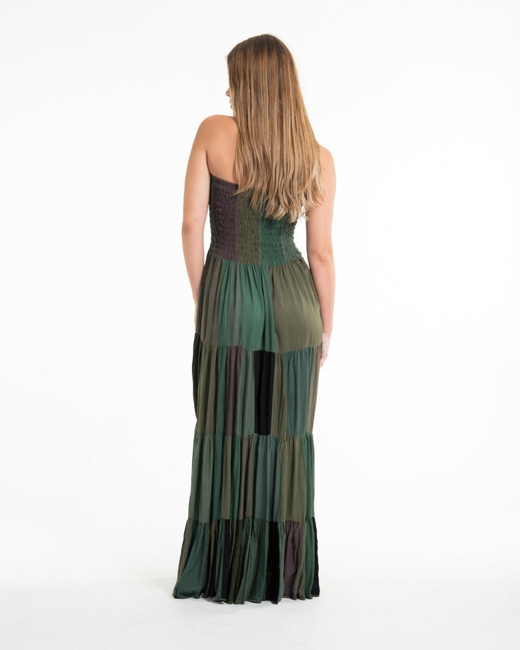 Upcycled Patchwork Maxi Dress in Green