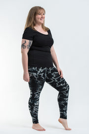 Plus Size Marble Tie Dye Cotton Leggings in Black