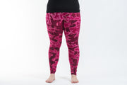 Plus Size Marble Tie Dye Cotton Leggings in Pink