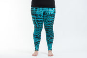 Plus Size Melting Stripes Tie Dye Cotton Leggings in Turquoise