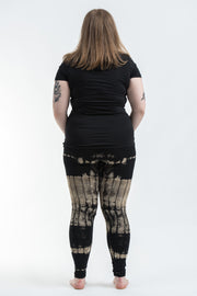 Plus Size Patch Dye Tie Dye Cotton Leggings in Black White