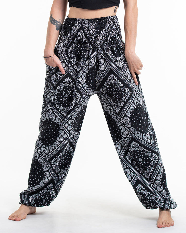 Patchwork Paisley Tall Harem Pants in Black