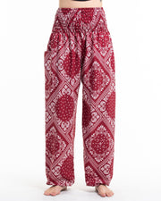 Patchwork Paisley Tall Harem Pants in Red