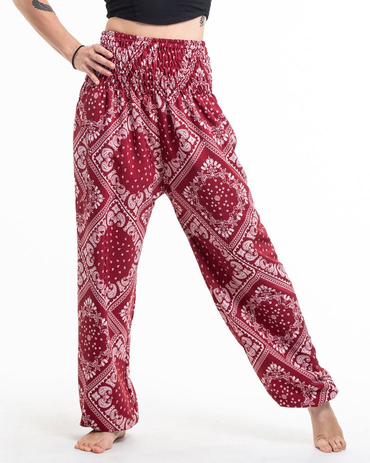 Patchwork Paisley Tall Harem Pants in Red