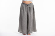 Plus Size Women's Linen Cotton Blend Palazzo Pants in Black