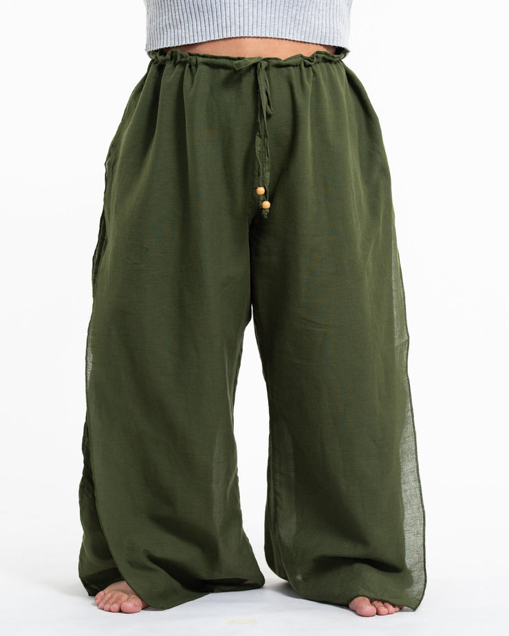 Plus Size Women's Thai Harem Double Layers Palazzo Pants in Solid Green