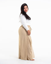 Plus Size Women's Thai Harem Double Layers Palazzo Pants in Solid Tan