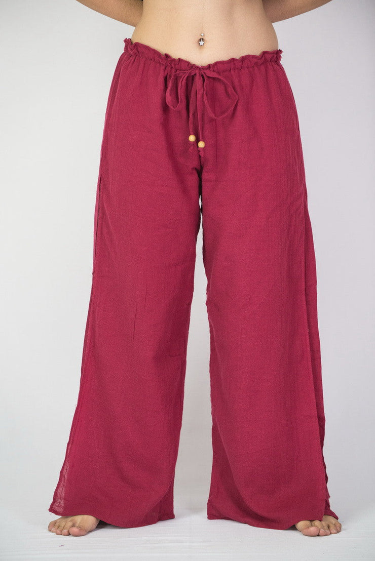 Women's Thai Harem Double Layers Palazzo Pants in Solid Red