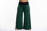 Plus Size Wide Leg Palazzo Harem Pants Cotton Spandex in Solid Green