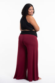 Plus Size Wide Leg Palazzo Harem Pants Cotton Spandex in Solid Red