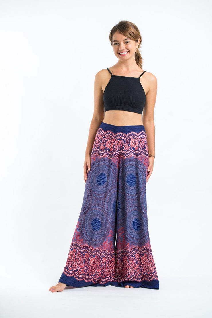 Geometric Mandalas Palazzo Style Harem Pants in Blue