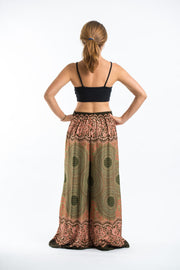 Geometric Mandalas Palazzo Style Harem Pants in Olive