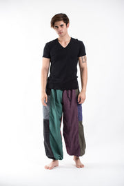 Men's Drawstring Patchwork Pinstripes Cotton Pants