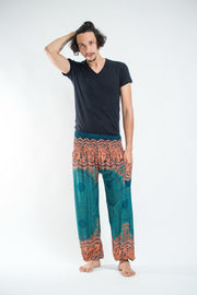 Geometric Mandalas Men's Harem Pants in Turquoise