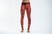 Oval Swirls Tie Dye Cotton Leggings in Red