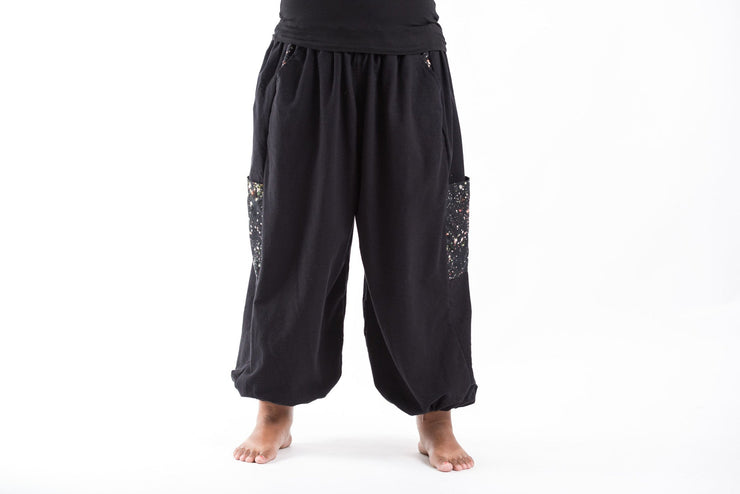 Plus Size Cotton Women Unisex Pants in Black