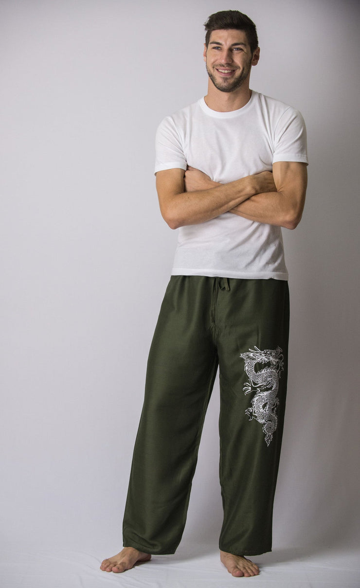 The Dragon Men's Thai Yoga Pants in Green