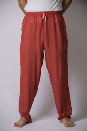 Solid Color Drawstring Men's Yoga Massage Pants in Red