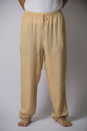 Solid Color Drawstring Men's Yoga Massage Pants in Cream