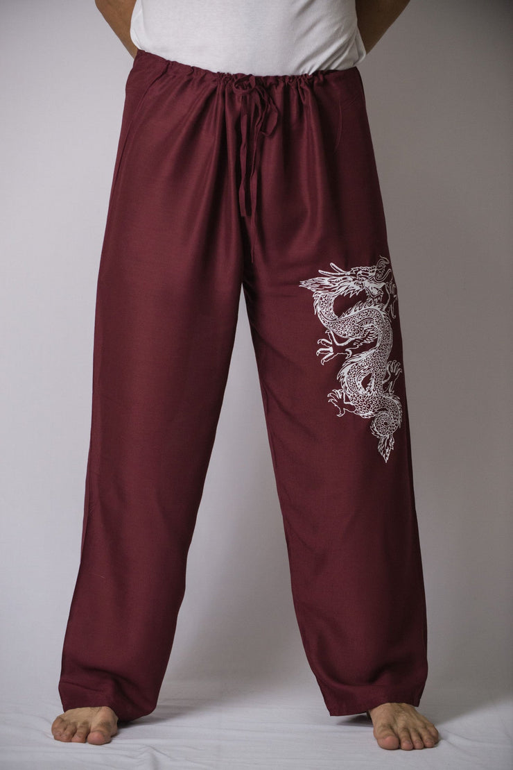 The Dragon Men's Thai Yoga Pants in Burgundy